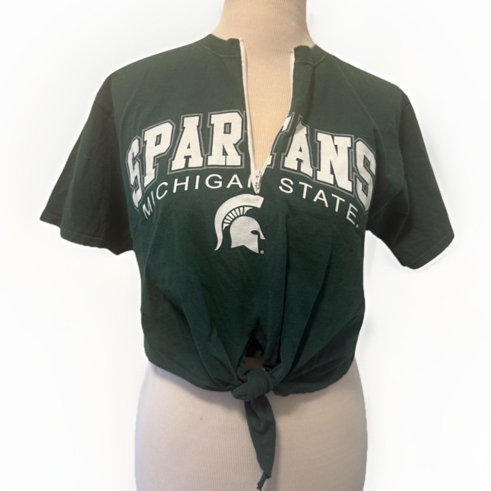 Michigan State Spartans Colosseum T-Shirt Cropped 1/4 Zip Womens M